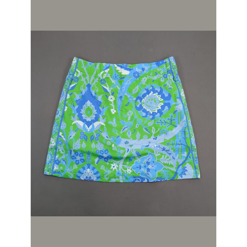 Gretchen Scott Green Blue Floral Golf Tennis Performance Skort Size Small